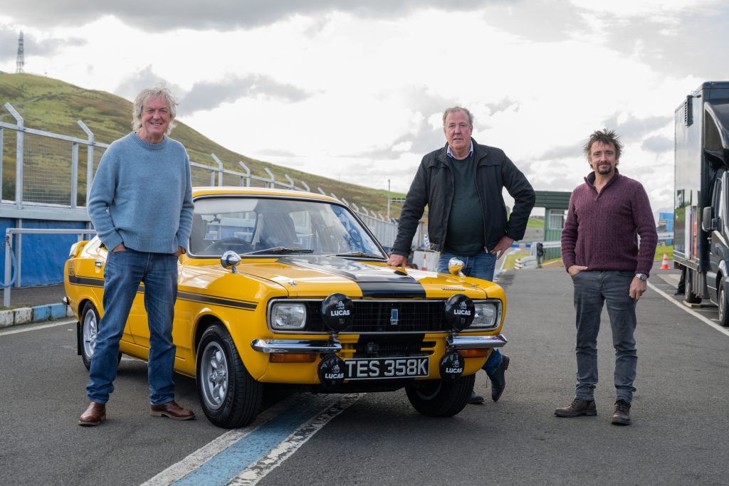 The photo shows Jeremy Clarkson, James May, and Richard Hammond.