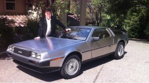 A photo of a DeLorean car.