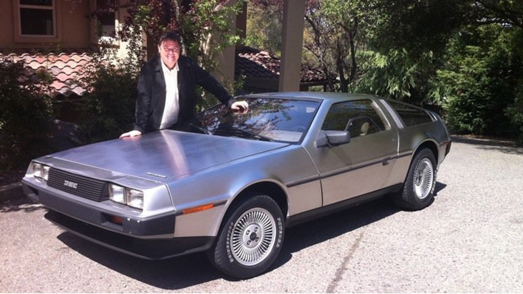 A photo of a DeLorean car.
