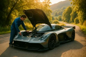 Aston Martin Valkyrie prototype cornering at Road America during an IMSA session