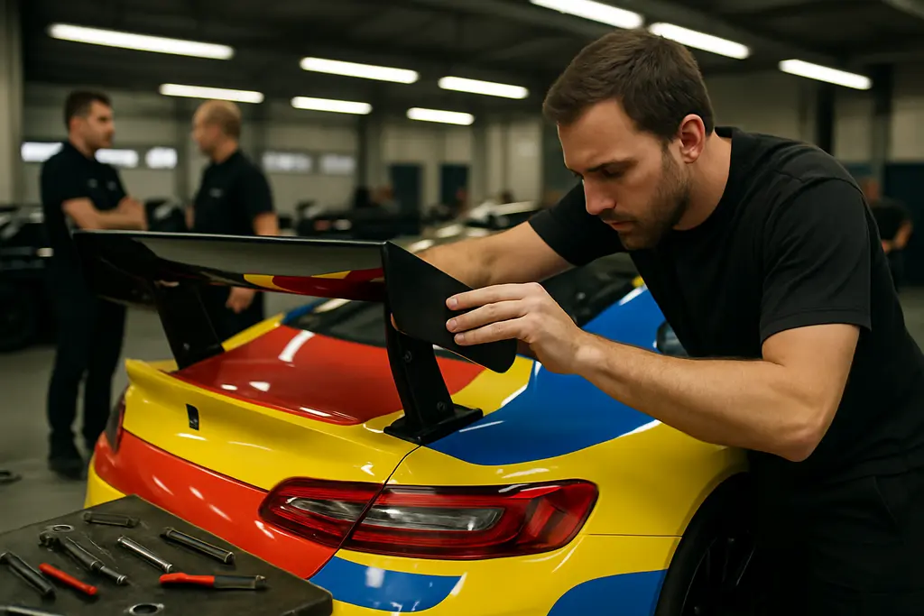 Daytona Spoiler Regulations analysis with Cup cars drafting through a superspeedway corner