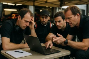 Markham Indy Logistics crew preparing a temporary street circuit before race running