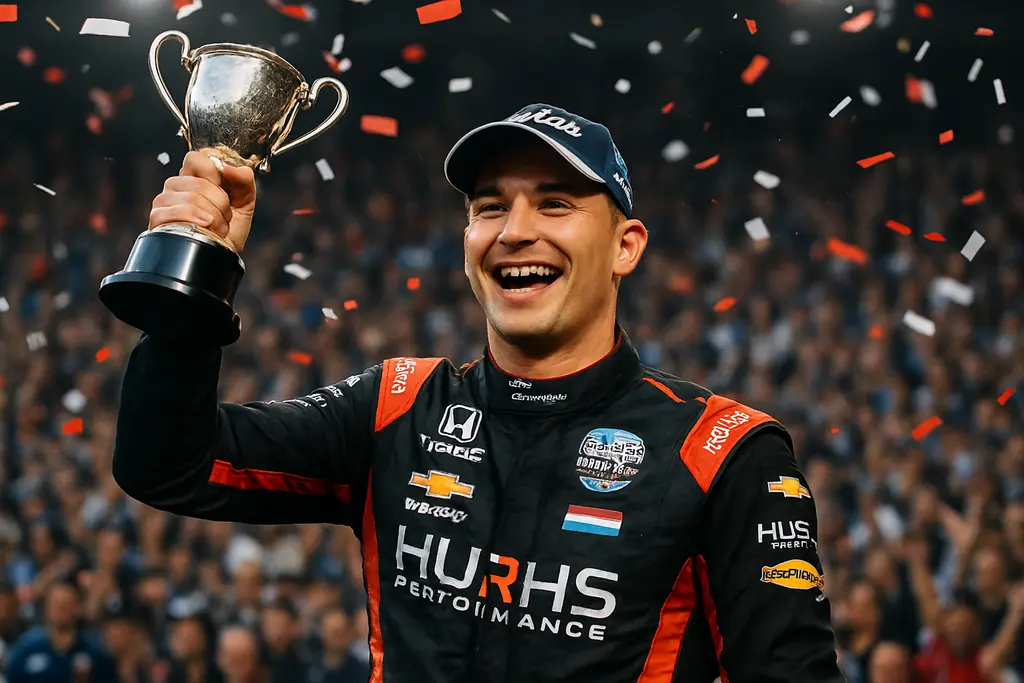 VeeKay Podium Finish celebration after an INDYCAR oval race at Milwaukee