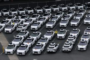 waymo cars on parking lot